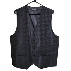 Umo Lorenzo Size M Black on Black Patterned Formal Vest, NWOT